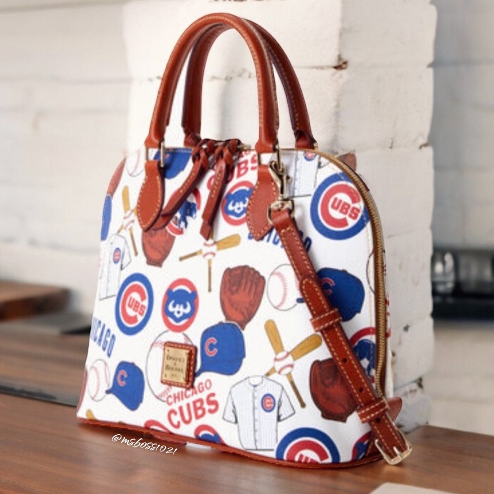 Dooney and Bourke Chicago Cubs Zip Zip Satchel in White NWT - Picture 2 of 9